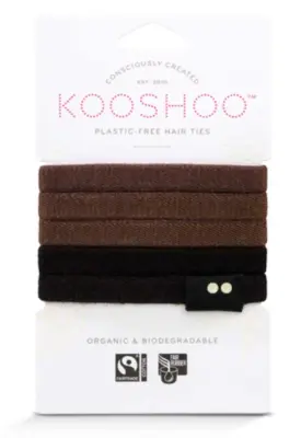 Kooshoo hårelastikker øko og plastikfri, Brun/sort