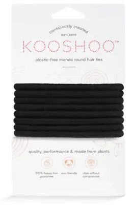 Kooshoo hårelastikker øko og plastikfri, runde sort 8 stk