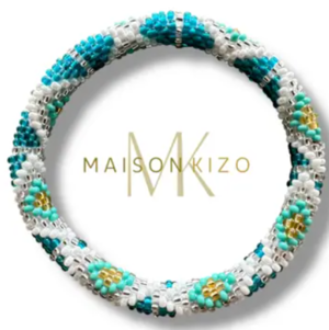 Maison Kizo Nepal armbånd af glasperler, #10 blå, turkis, sølv