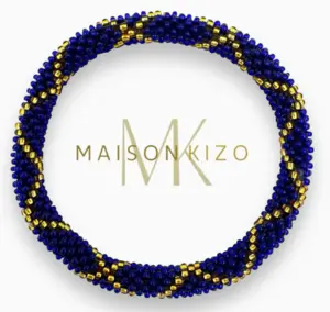 Maison Kizo Nepal armbånd af glasperler, #07 blåt og guld