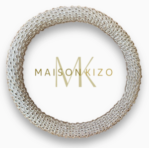 Maison Kizo Nepal armbånd af glasperler, #01 sølv