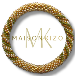 Maison Kizo Nepal armbånd af glasperler, #02 guld