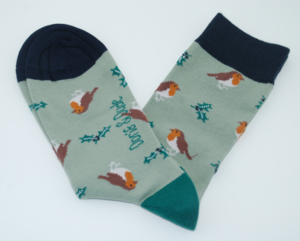 Doris & Dude julestrømper i bambus/øko bomuld, rødkælk støvet grøn