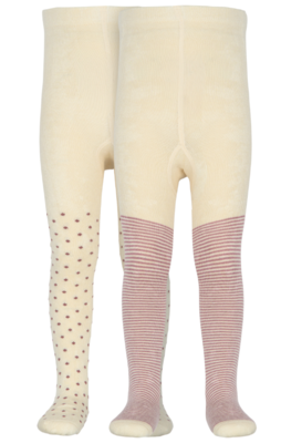 Minipop bambus strømpebukser, 2-pak rosa og offwhite