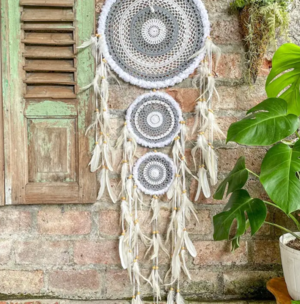 Drømmefanger mega hæklet, med 3 ringe