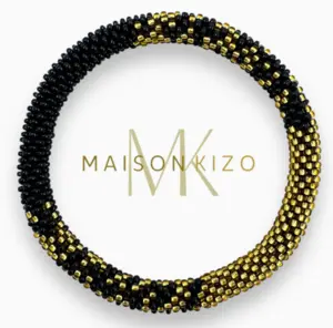Maison Kizo Nepal armbånd af glasperler, #03 sort og guld
