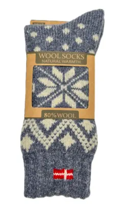 Woolwear of Scandinavia ragsokker 80% uld, denim med flag