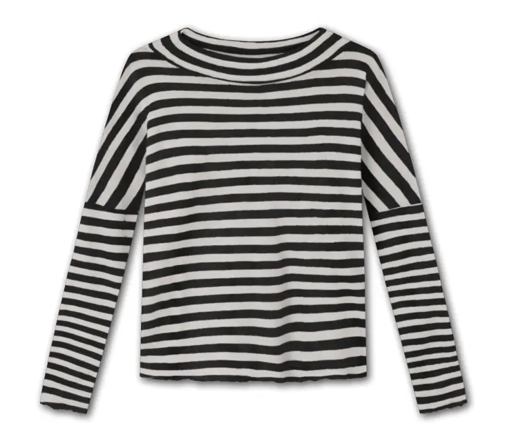By Basics 4025 vid bluse med turtleneck, råhvid/sort