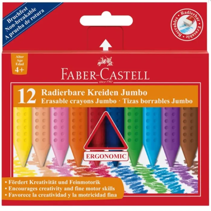 Faber-Castell Jumbo grip farvekridt, 12 stk