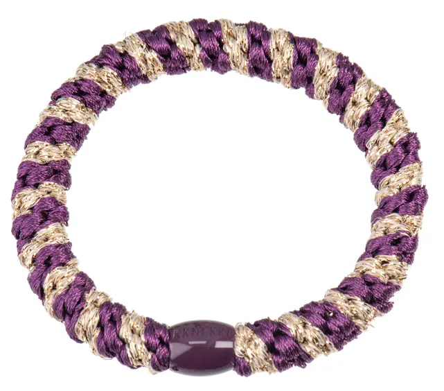 Kknekki elastik fra Bon Dep #08, lilla grape og beige glitter