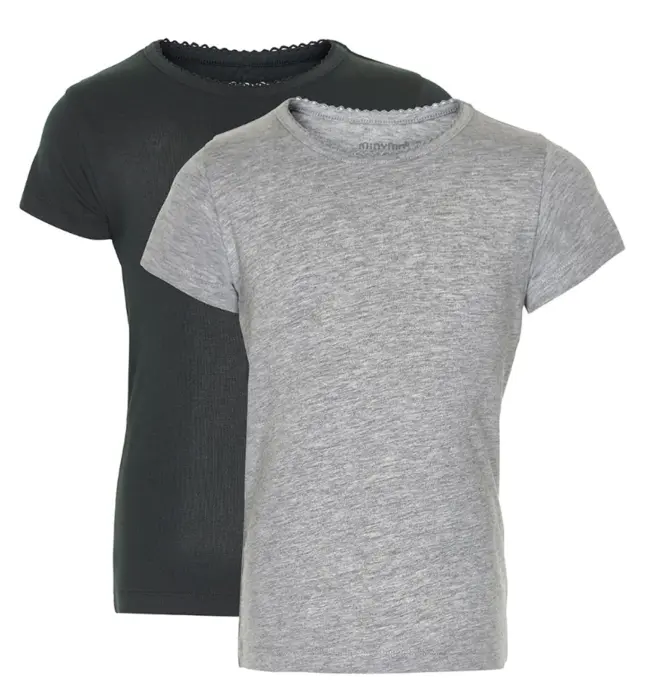 Minymo t-shirts 2 stk, sort og lysegrå (pige)