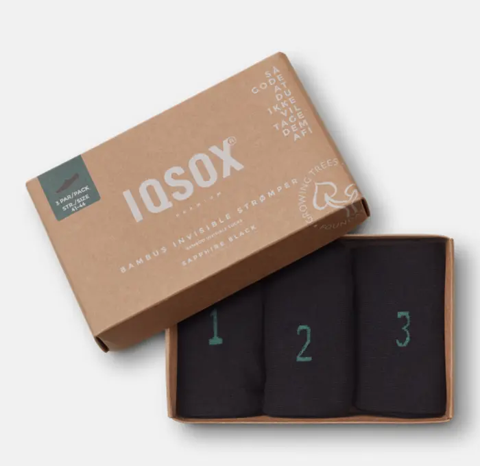 IQ SOX bambus invisible sokletter 3 par - sort el hvid