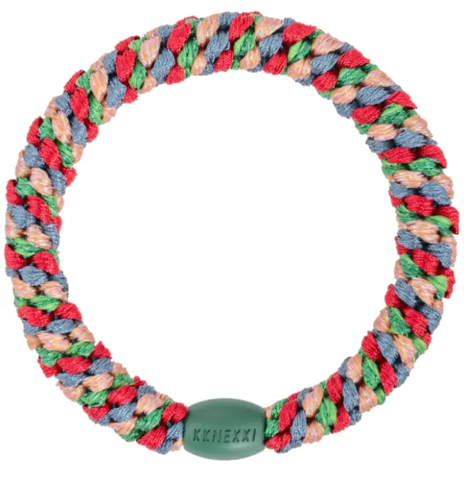 Kknekki elastik fra Bon Dep #04, rød, grøn og glitter - jul!