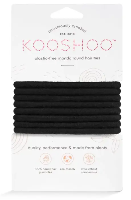 Kooshoo hårelastikker øko og plastikfri, runde sort 8 stk