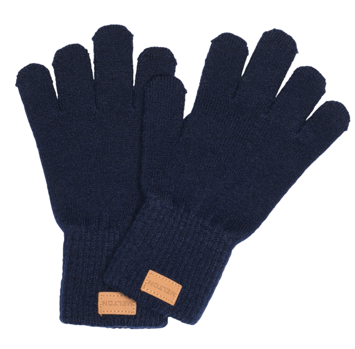 Melton fingervanter med uld, Peacoat Blue