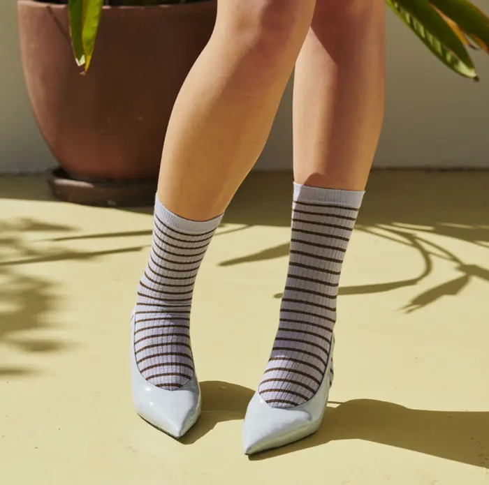 MP Woman Lydia stribede bomuldsstrømper (lille tåsøm), mange farver