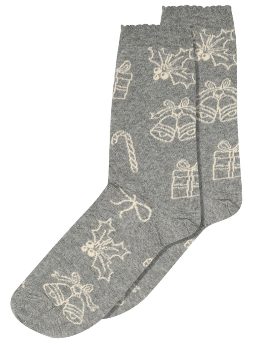 MP Woman julestrømper i bomuld (med tåsøm), grå