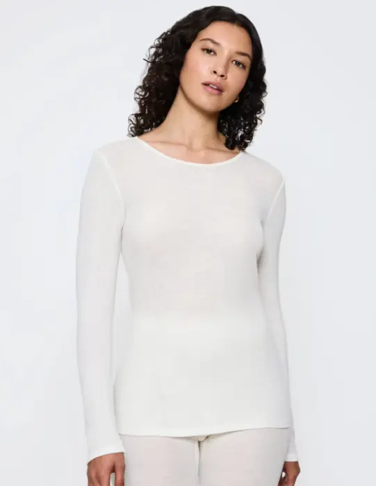 Triumph Beauty Layers bluse i 100% uld, offwhite