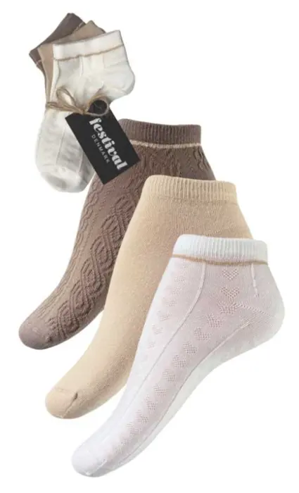 Festival sneakerstrømper i bomuld, 3-pak mix farver