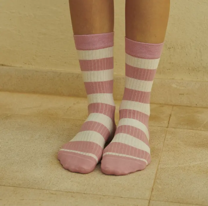 MP Woman Signe stribede bambusstrømper (lille tåsøm)