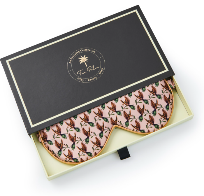 Fan Palm sovemaske i mulberry silke, Hummingbird rosa