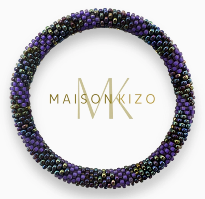 Maison Kizo Nepal armbånd af glasperler, #06 lilla og changerende sort