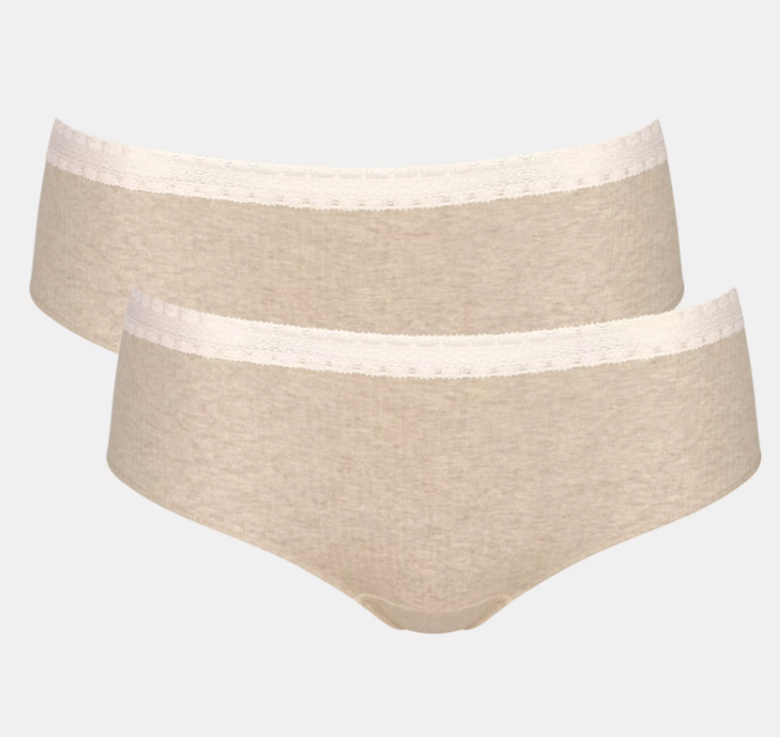 Sloggi Go Ribbed trusser hipster økologisk, grå meleret - 2-pak