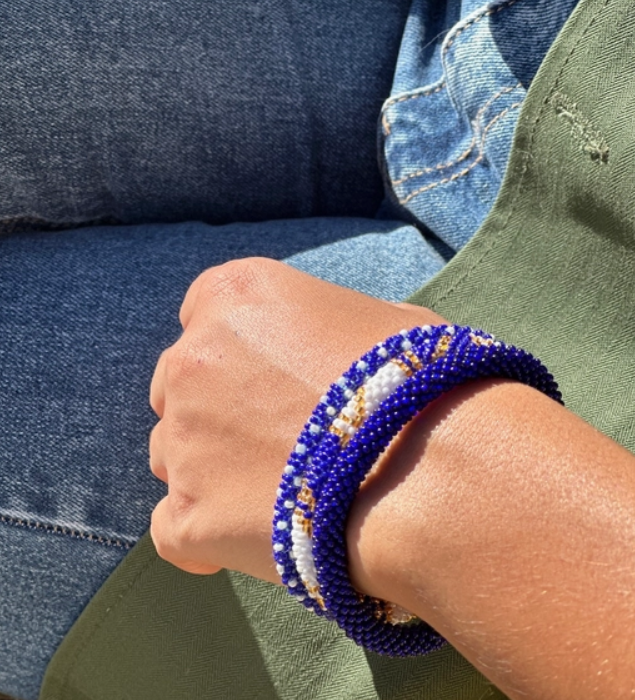 Maison Kizo Nepal armbånd af glasperler, #07 blåt