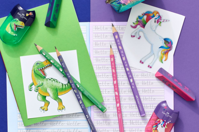 Faber-Castell blyant tynd trekantet, dino eller unicorn