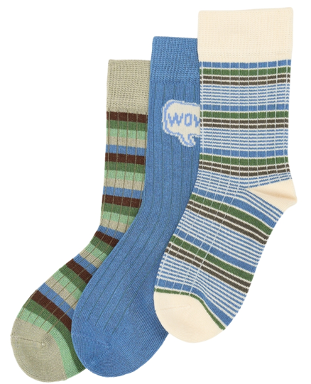 Minipop bambusstrømper 3-pak mix, Blå striber