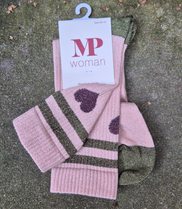 MP Woman Elga glimmerstrømper med hjerte, vælg farve