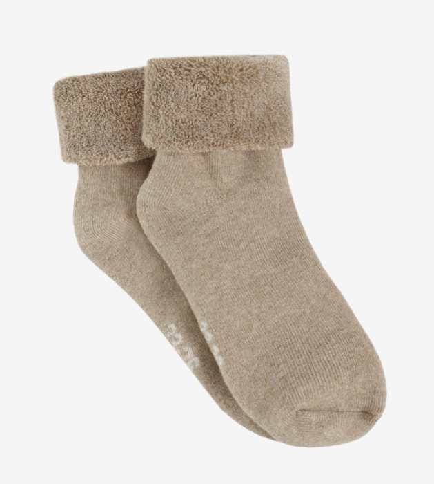 Minymo Cozy sokker i blød bomuldsfrotté, Silver mink