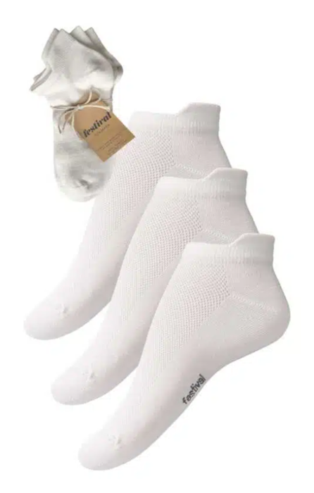 Festival Denmark bambusfooties med "heel loop" 3-pak, sort eller hvid