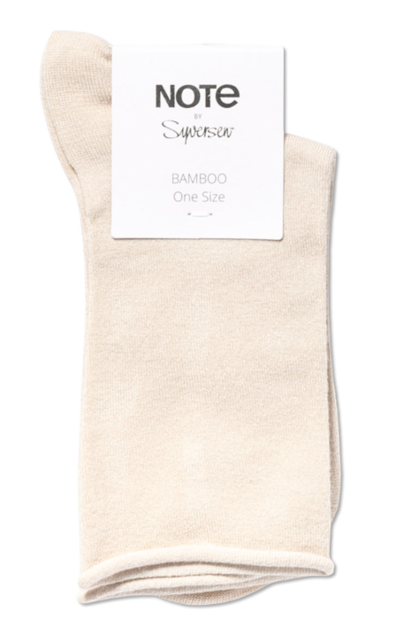 Note by Syversen bambusstrømper roll top, beige