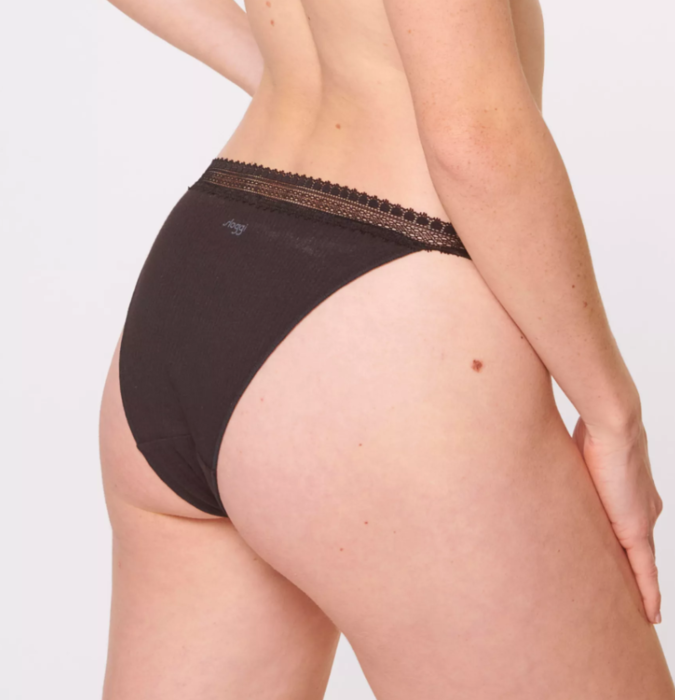 Sloggi Go Ribbed trusser tanga økologisk, sort - 2-pak