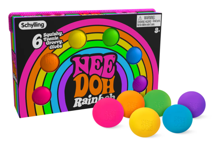 NeeDoh Teenie Rainbow Groovy Glob - æske med 6 bolde