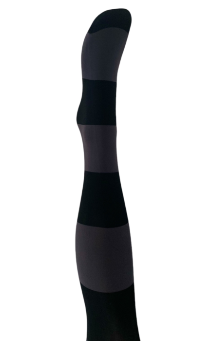 A MOÍ strømpebukser Inge 80 denier, brede striber sort og grå