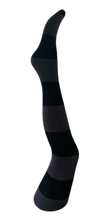 A MOÍ strømpebukser Inge 80 denier, brede striber sort og grå