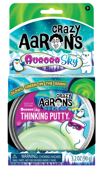 Crazy Aarons Thinking Putty, Glow - Aurora Sky