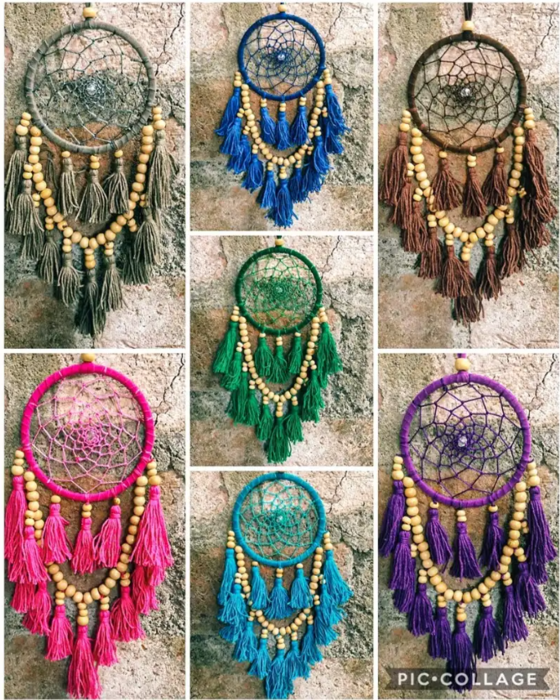 Drømmefanger Tibetansk med perler og kvaste