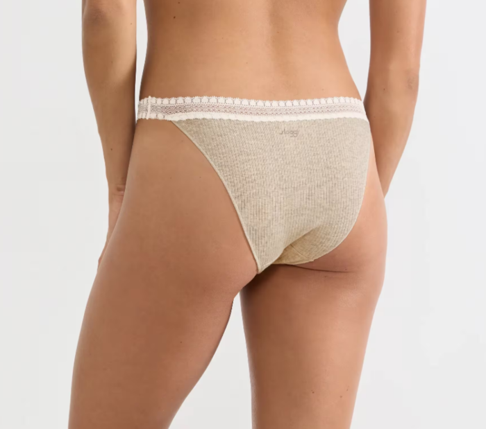 Sloggi Go Ribbed trusser tanga økologisk, grå meleret - 2-pak