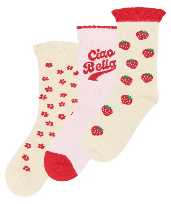 Minipop bambusstrømper 3-pak mix, Cherry Tomato