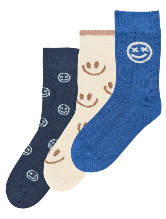 Minipop bambusstrømper 3-pak mix, Strong Blue