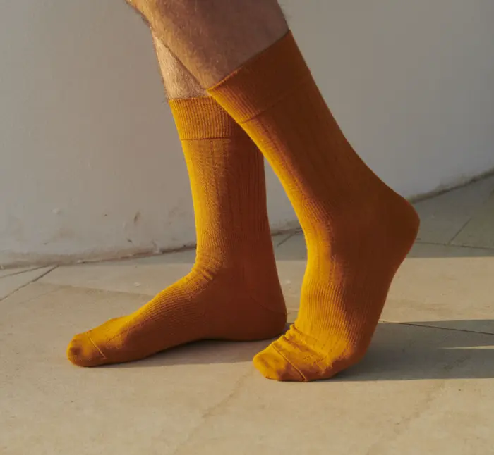 Mp Men Frank ensfarvede ribbede strømper  - vælg farve