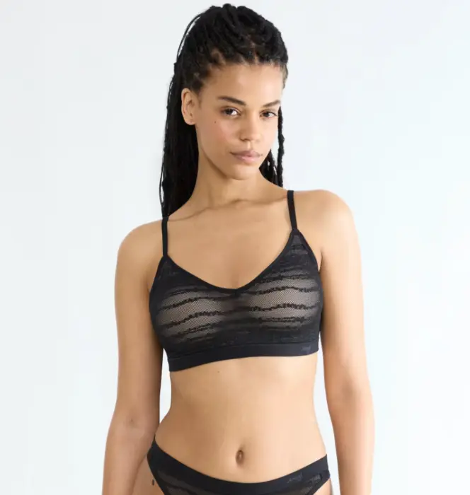 Sloggi Free Evolve PU Lace - sømløs bh med blonde - sort