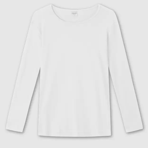By Basics 4302 langærmet bluse i 100% øko bomuld - hvid