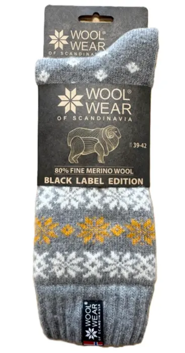 Woolwear of Scandinavia ragsokker 80% merinould, grå/orange