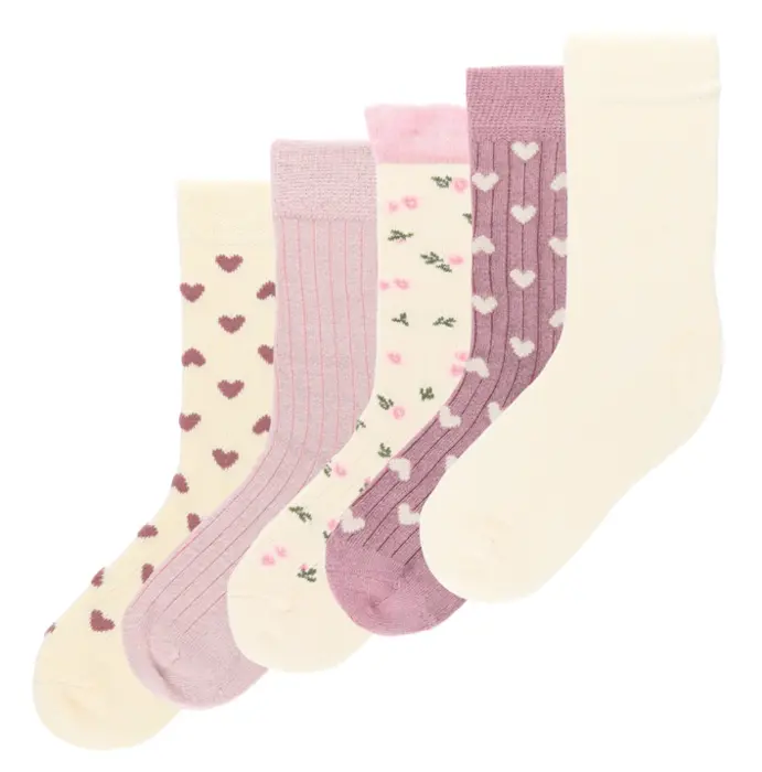 Minipop bambusstrømper 5-pak mix, Pale Pink