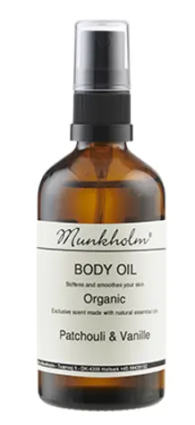 Munkholm organic bodyolie 100 ml, patchouli og vanille