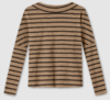 By Basics 4025 bluse med vidde og turtleneck i merinould, camel/ coffee stribet